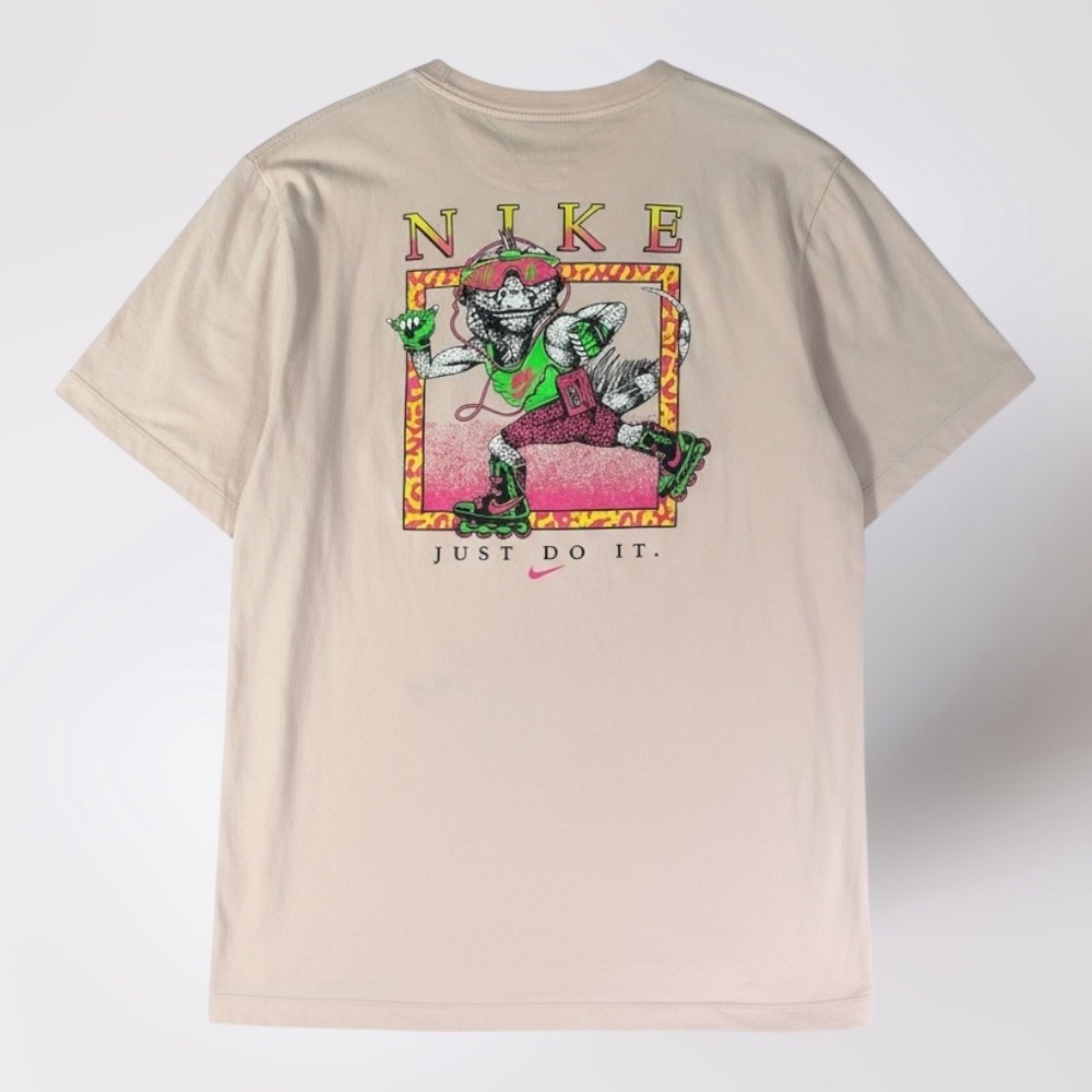 Nike Graphic Tee Mens Large Just Do It Lizard Shirt Beige Streetwear